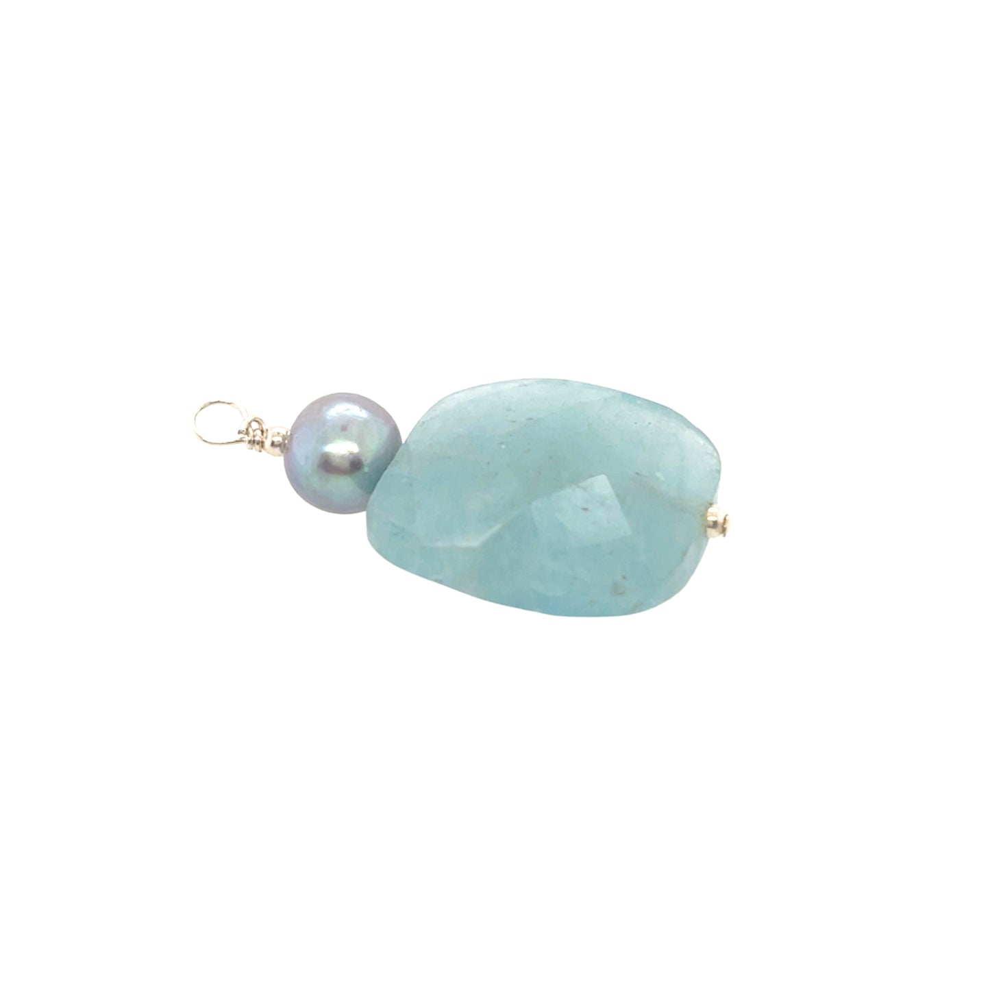 Aquamarine pearl pendant silver
