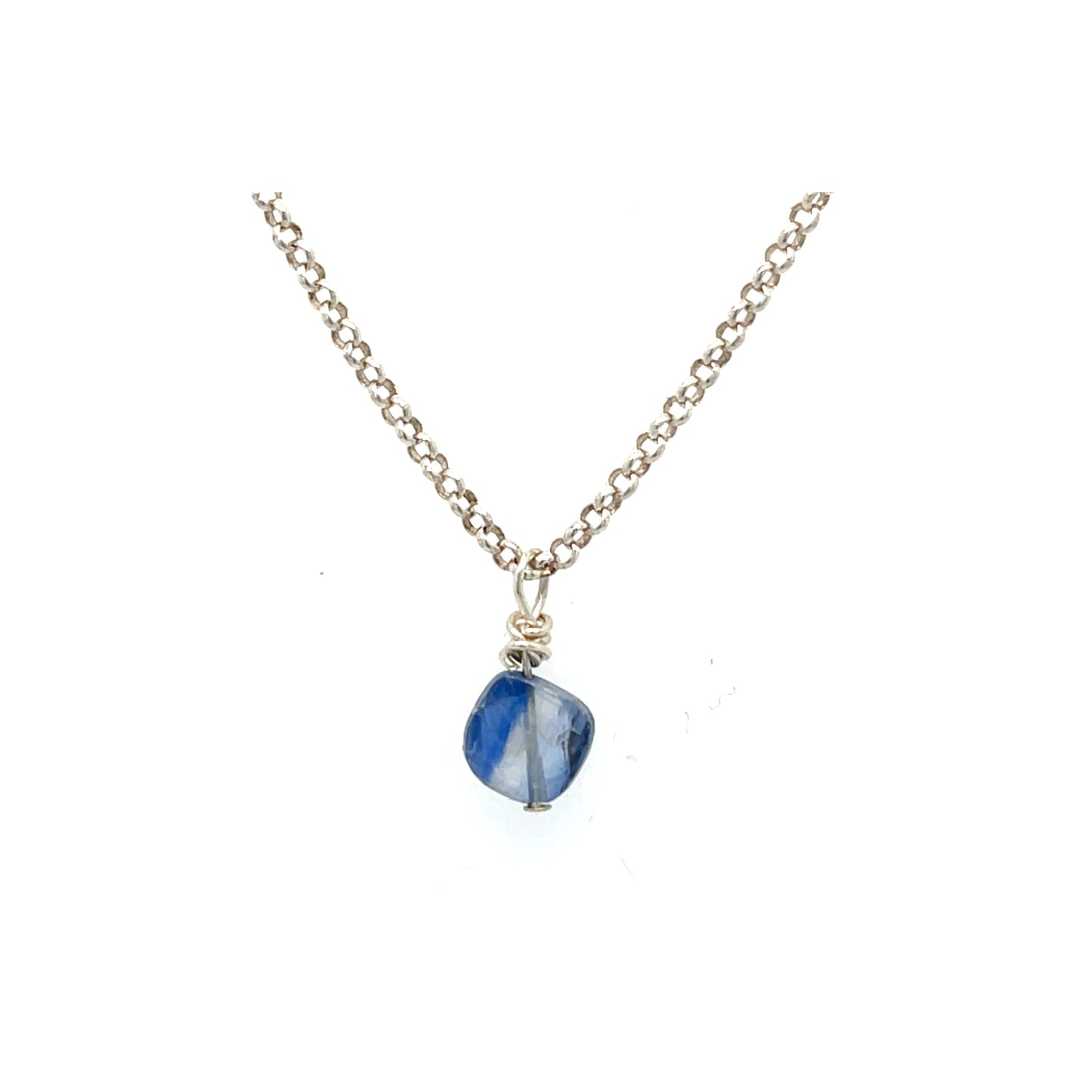 Kyanite necklace silver — blue gemstone pendant