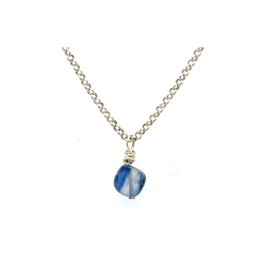 Kyaniet ketting zilver — blauwe edelsteen hanger