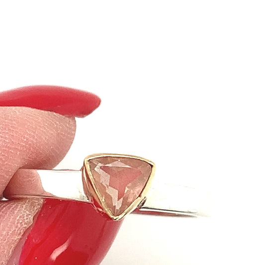 Sunstone ring, silver gold