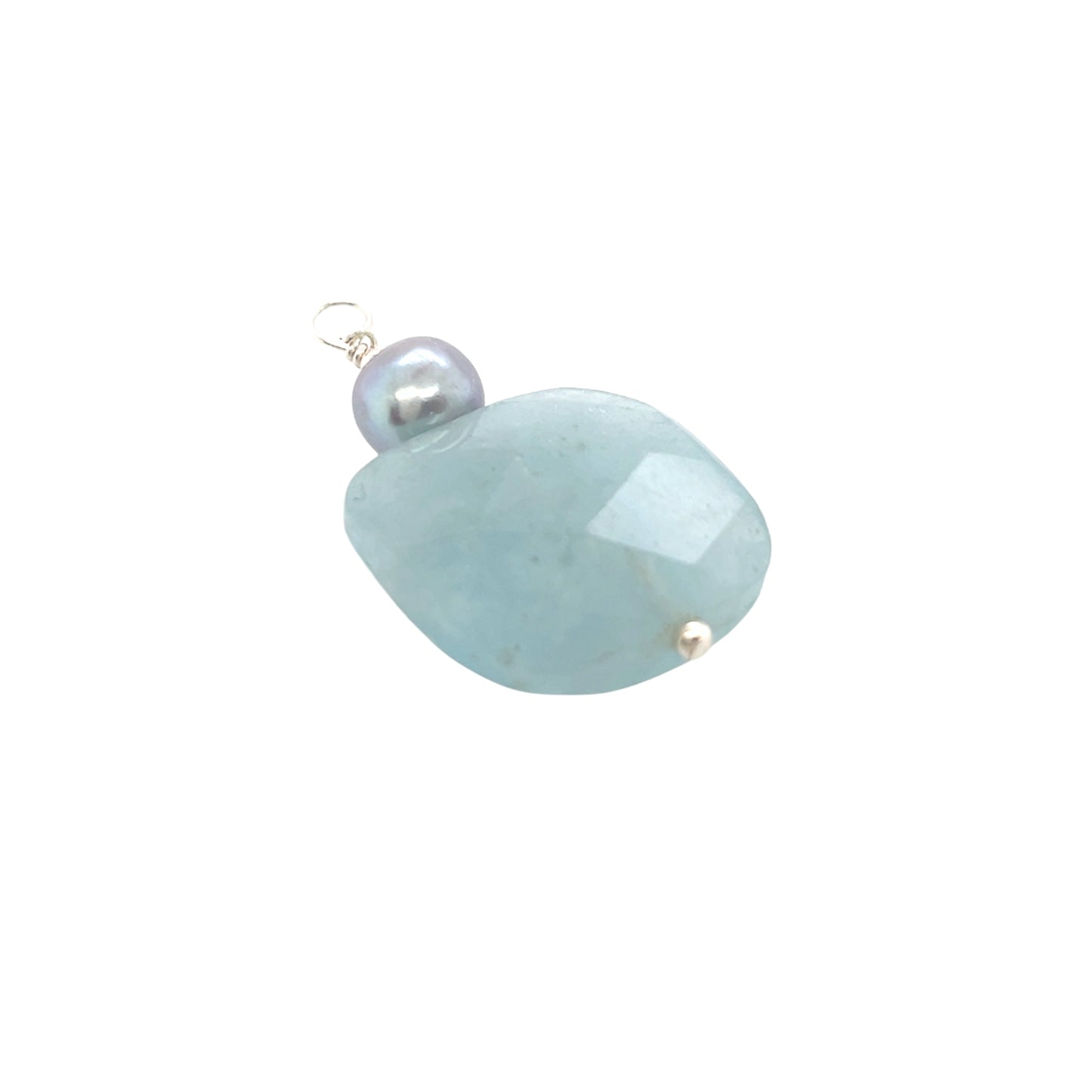 Aquamarine pearl pendant silver