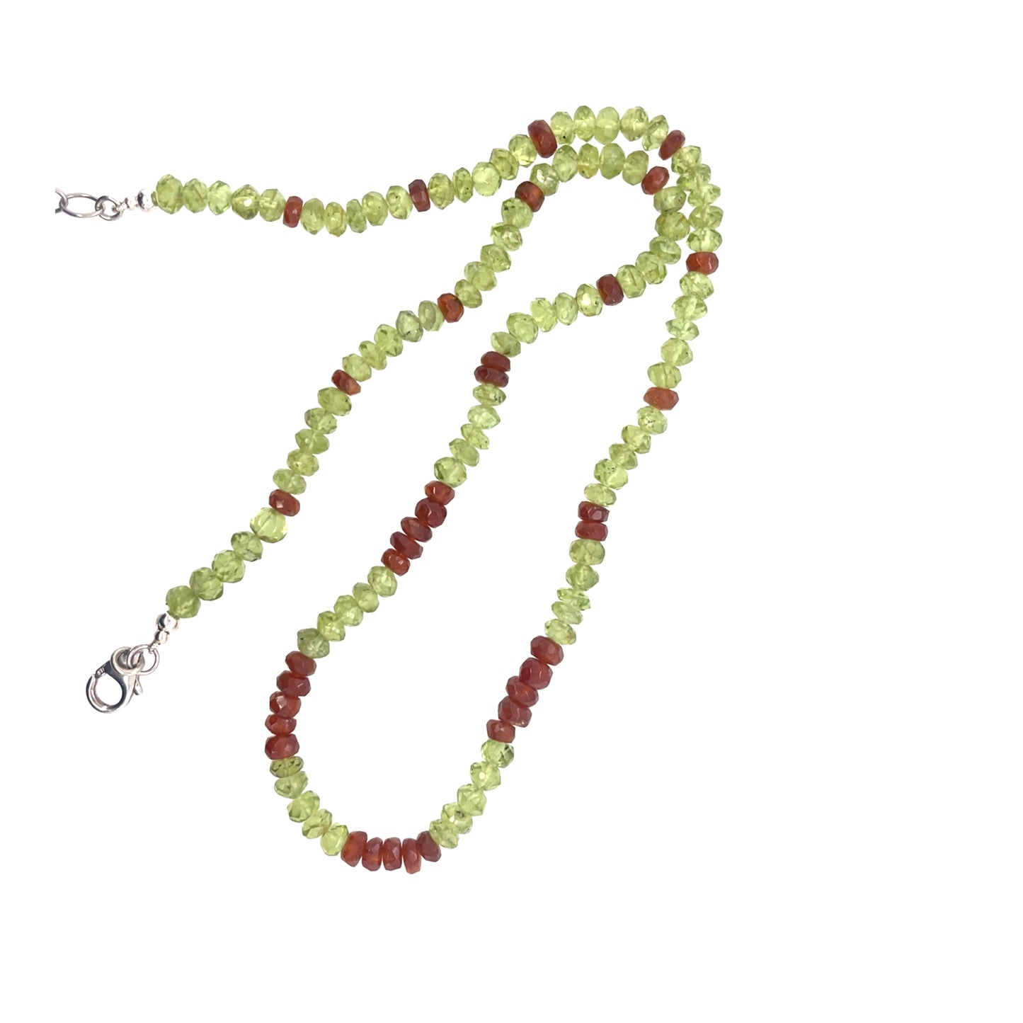 Peridot and hessonite necklace