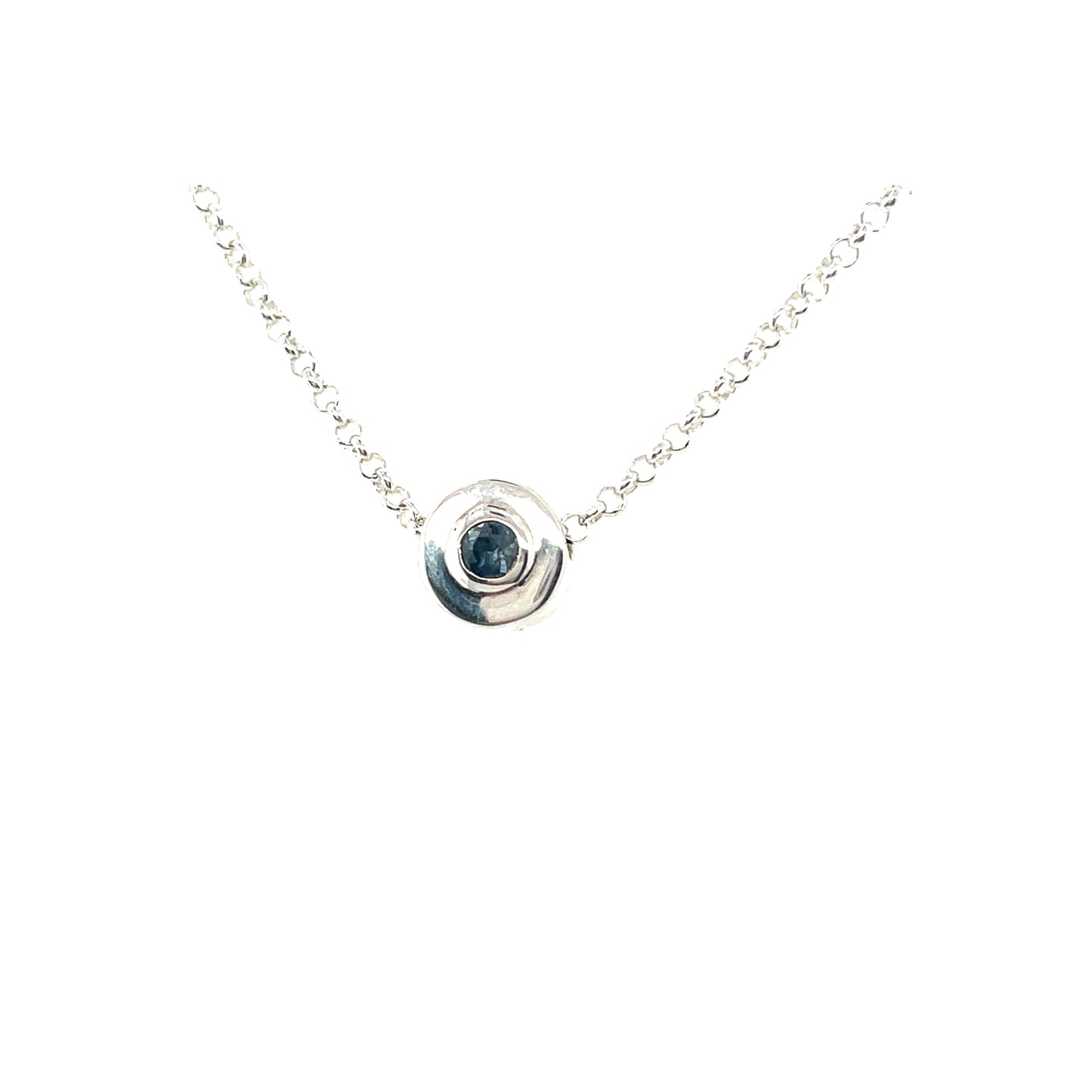 Silver Floating Necklace Blue Sapphire | Kiliaan Jewelry