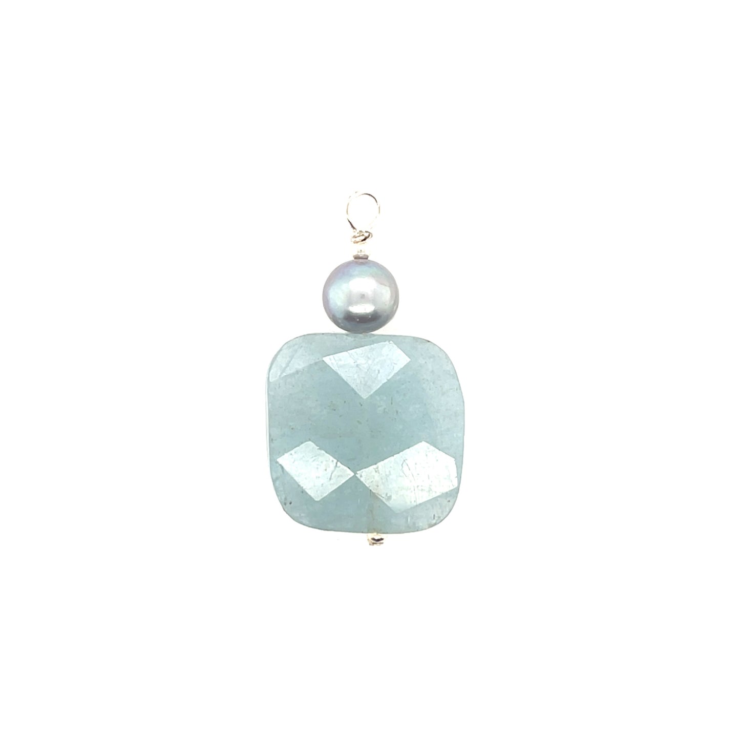 Aquamarine pearl pendant silver