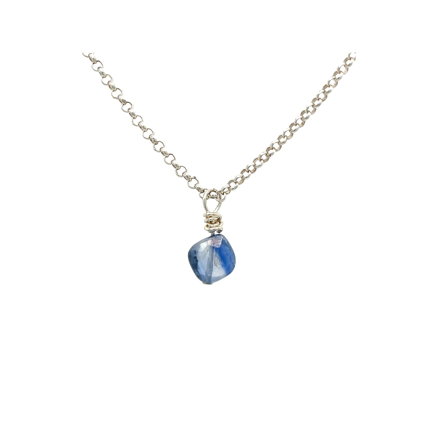 Kyanite necklace silver — blue gemstone pendant