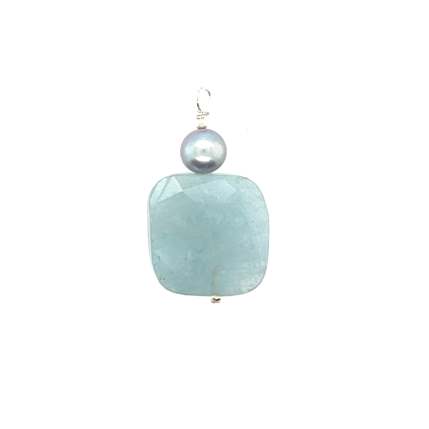 Aquamarine pearl pendant silver