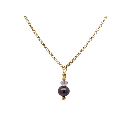Ketting zoetwaterparel amethist