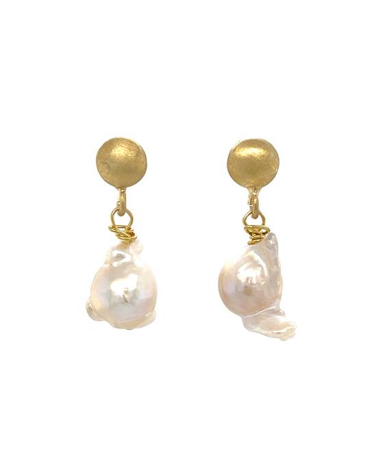 Gouden Oorknop Barok Parel