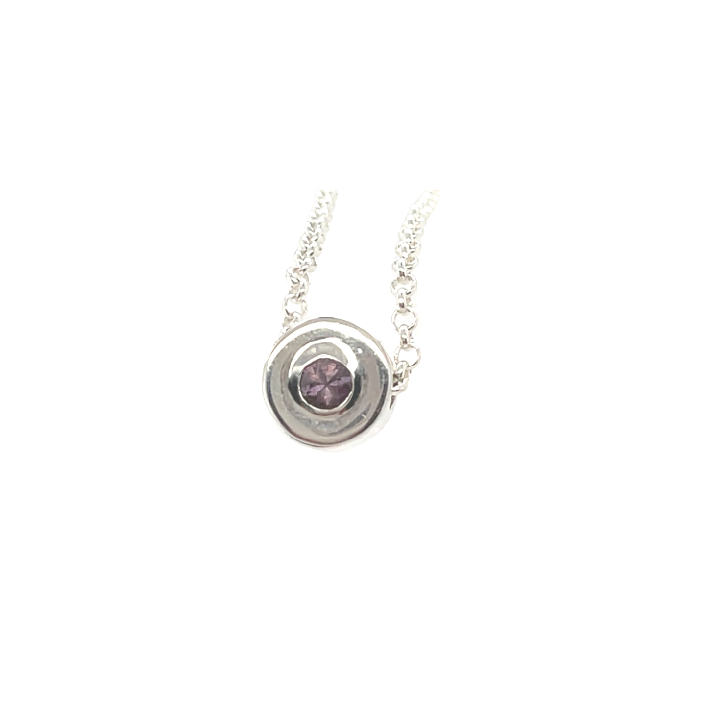 Zilveren ketting roze saffier