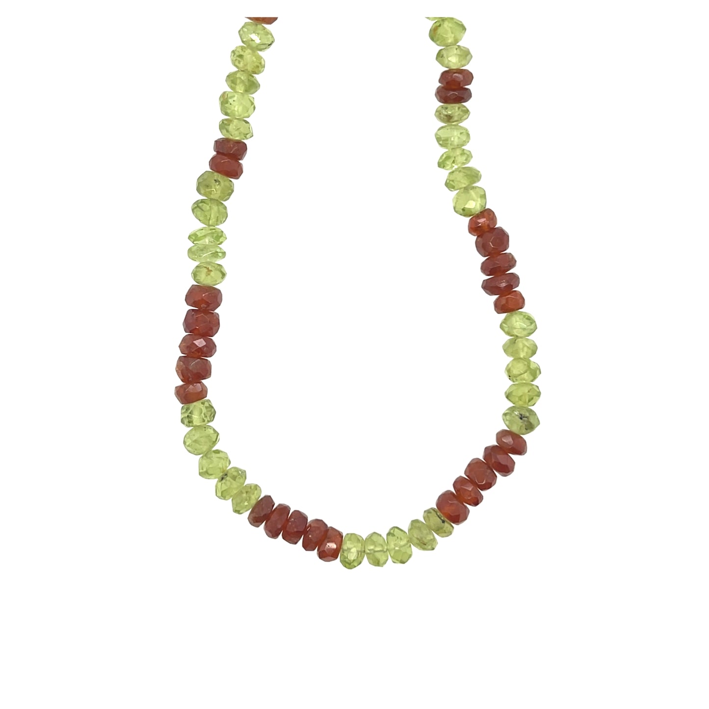 Peridot and hessonite necklace