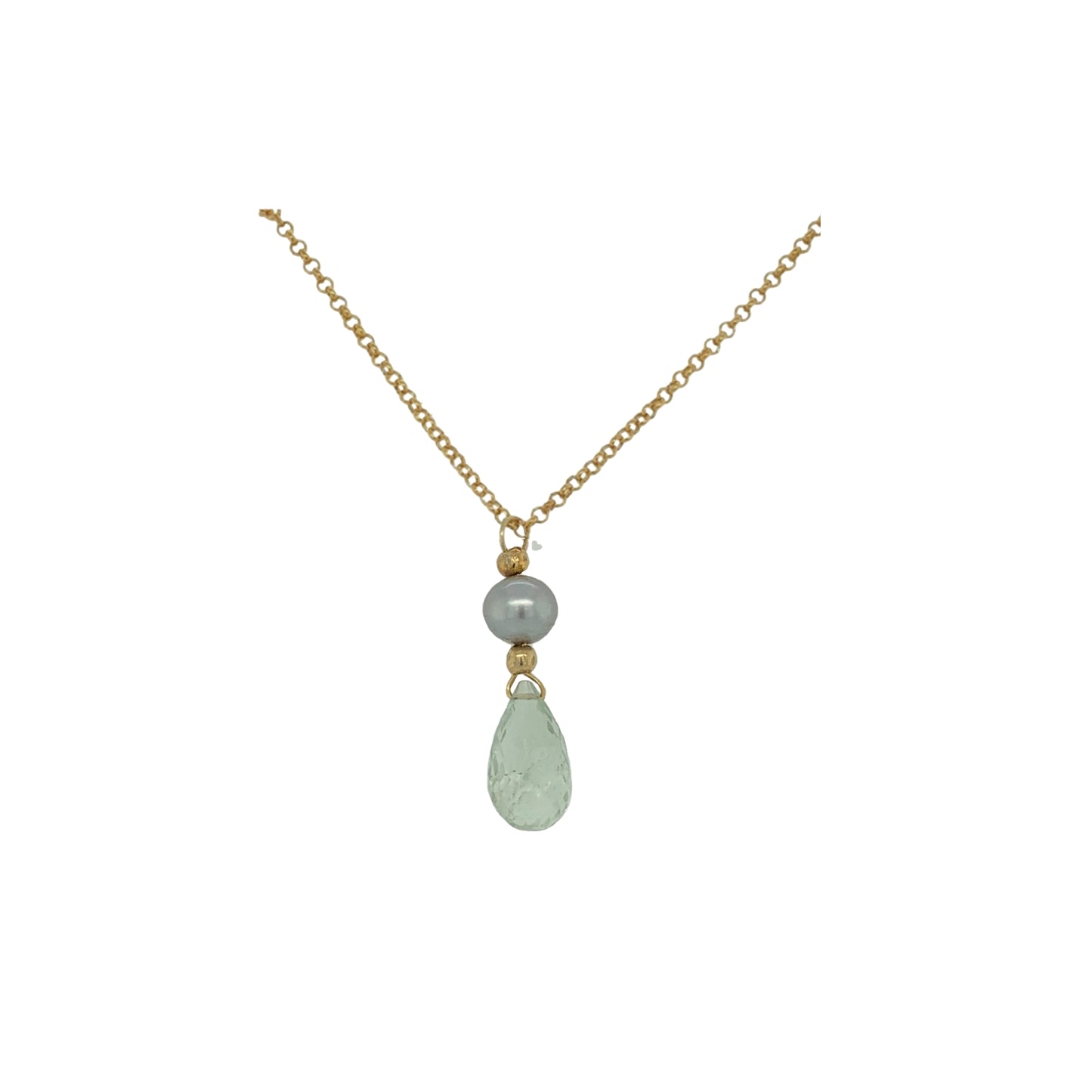 Necklace with prasiolite and pearl