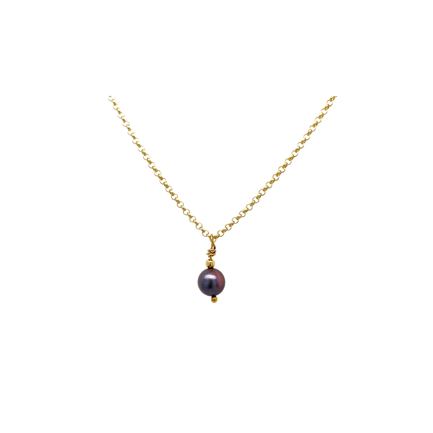Aubergine freshwater pearl necklace gold