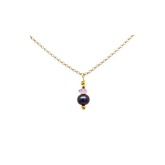 Ketting zoetwaterparel amethist