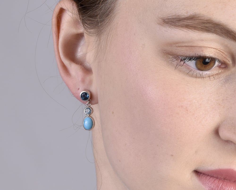 Changeable turquoise and topaz earrings