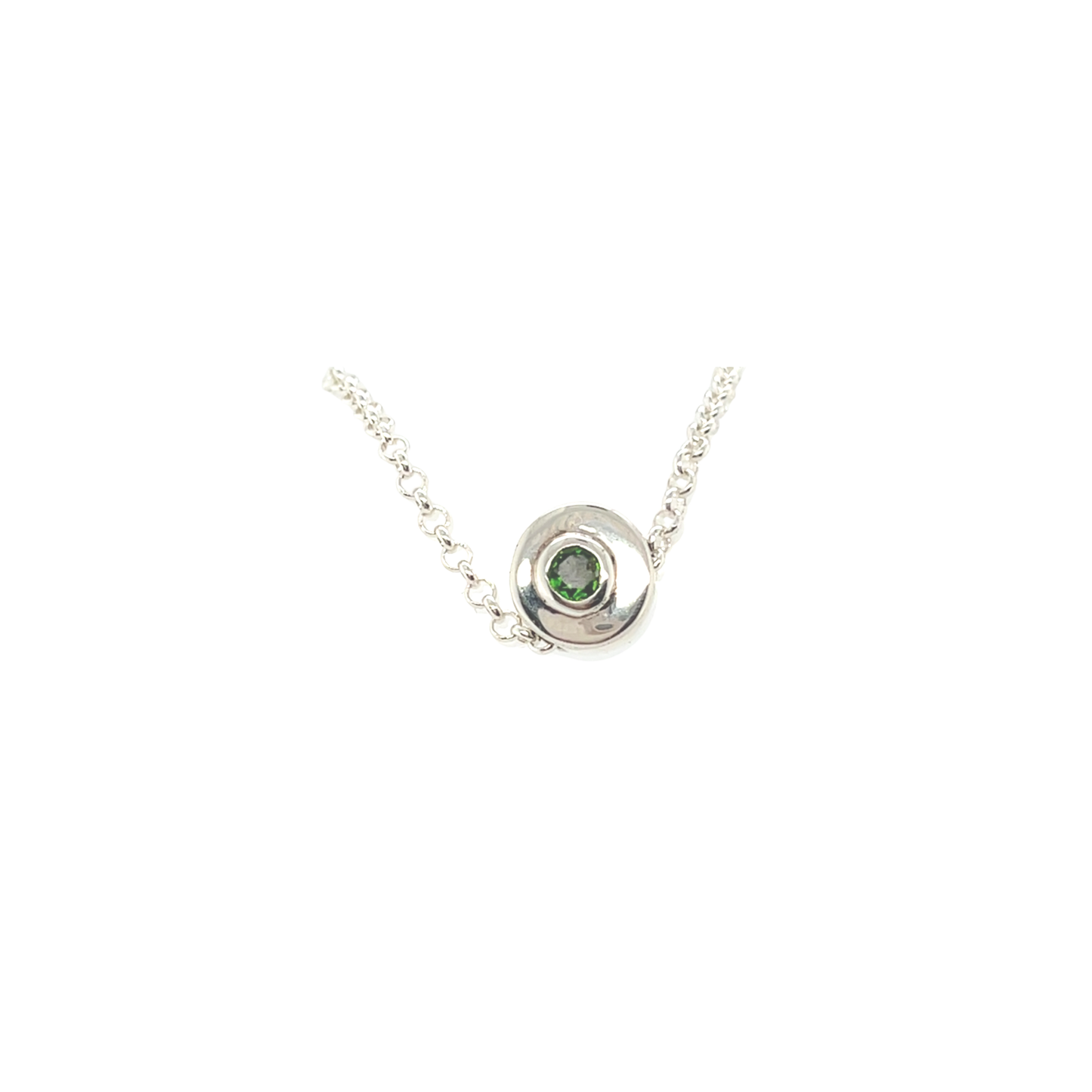 Zilveren Floating Ketting Chroom diopsiet