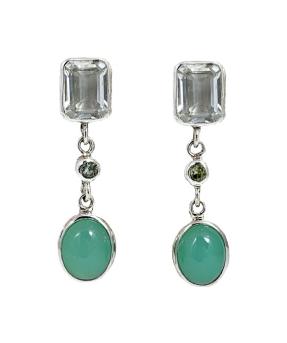 Oorbellen topaas en chrysopraas