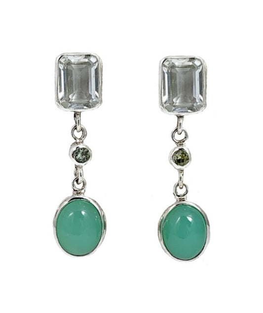 Oorbellen topaas en chrysopraas