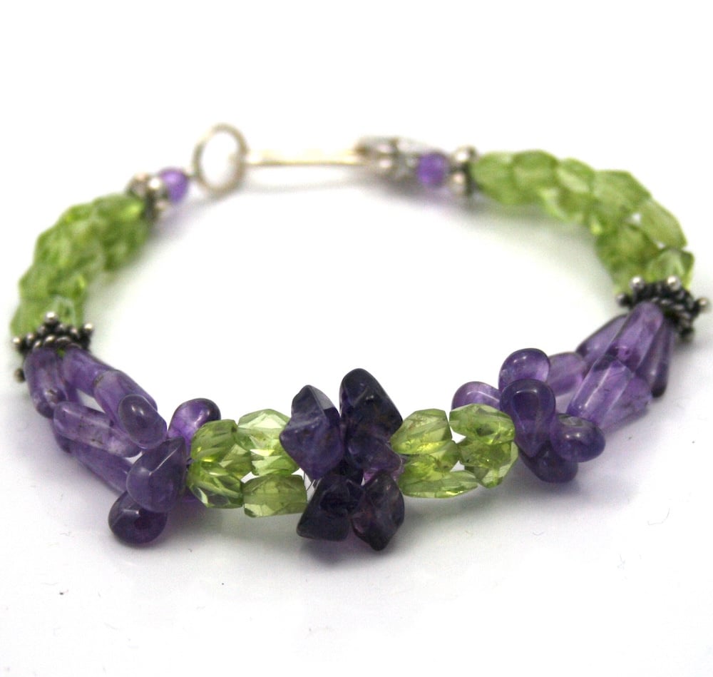 Amethyst and peridot, Purple flower in green