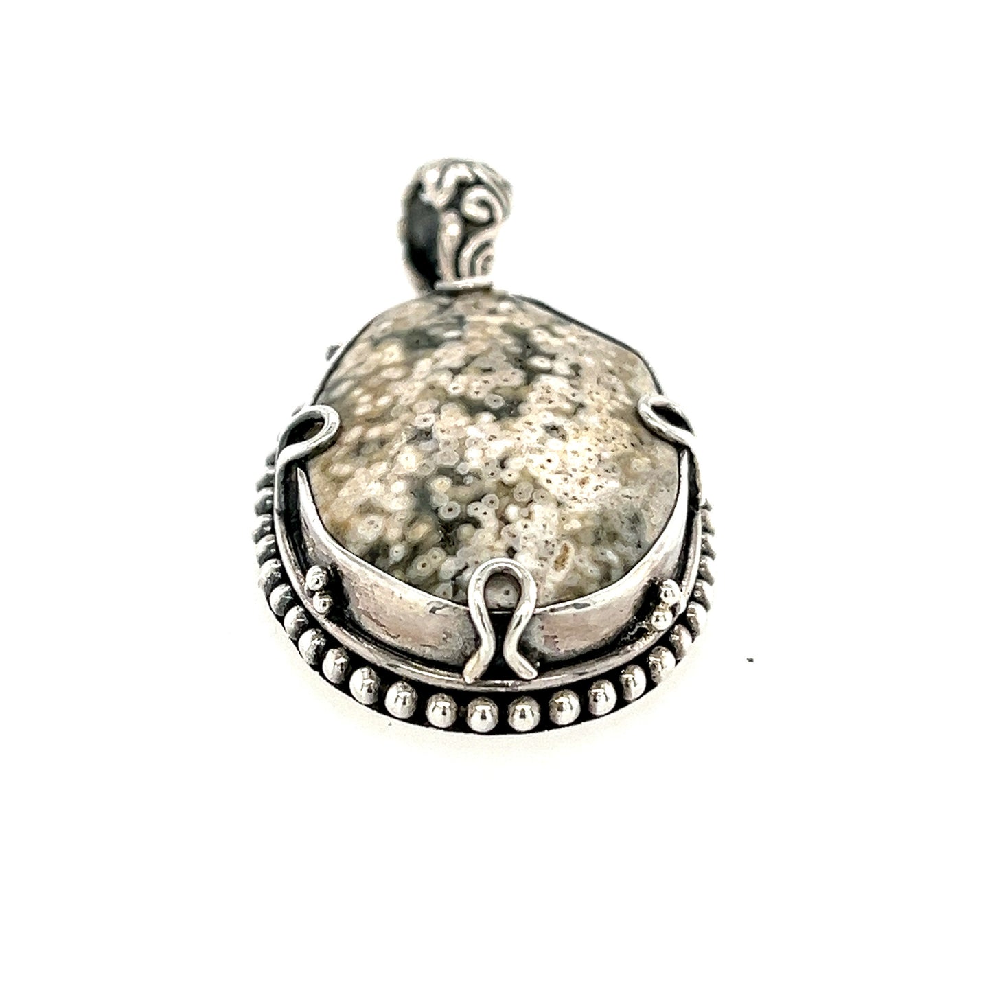 Ocean jasper pendant, oval, dots