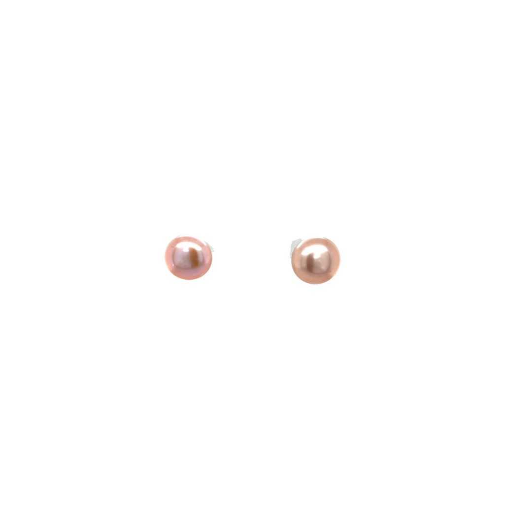 Petrified palmwood pearl earrings