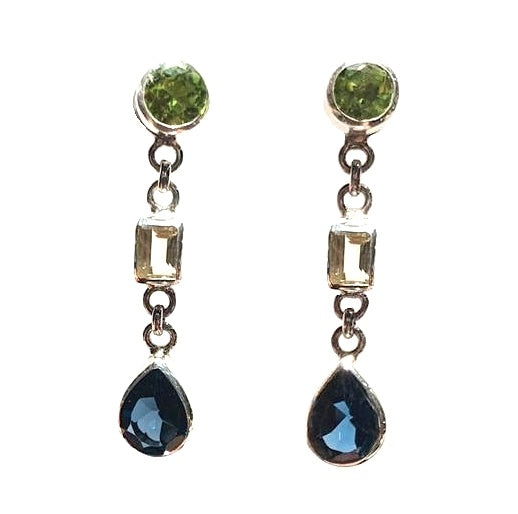 Verwisselbare oorbellen peridot en topaas