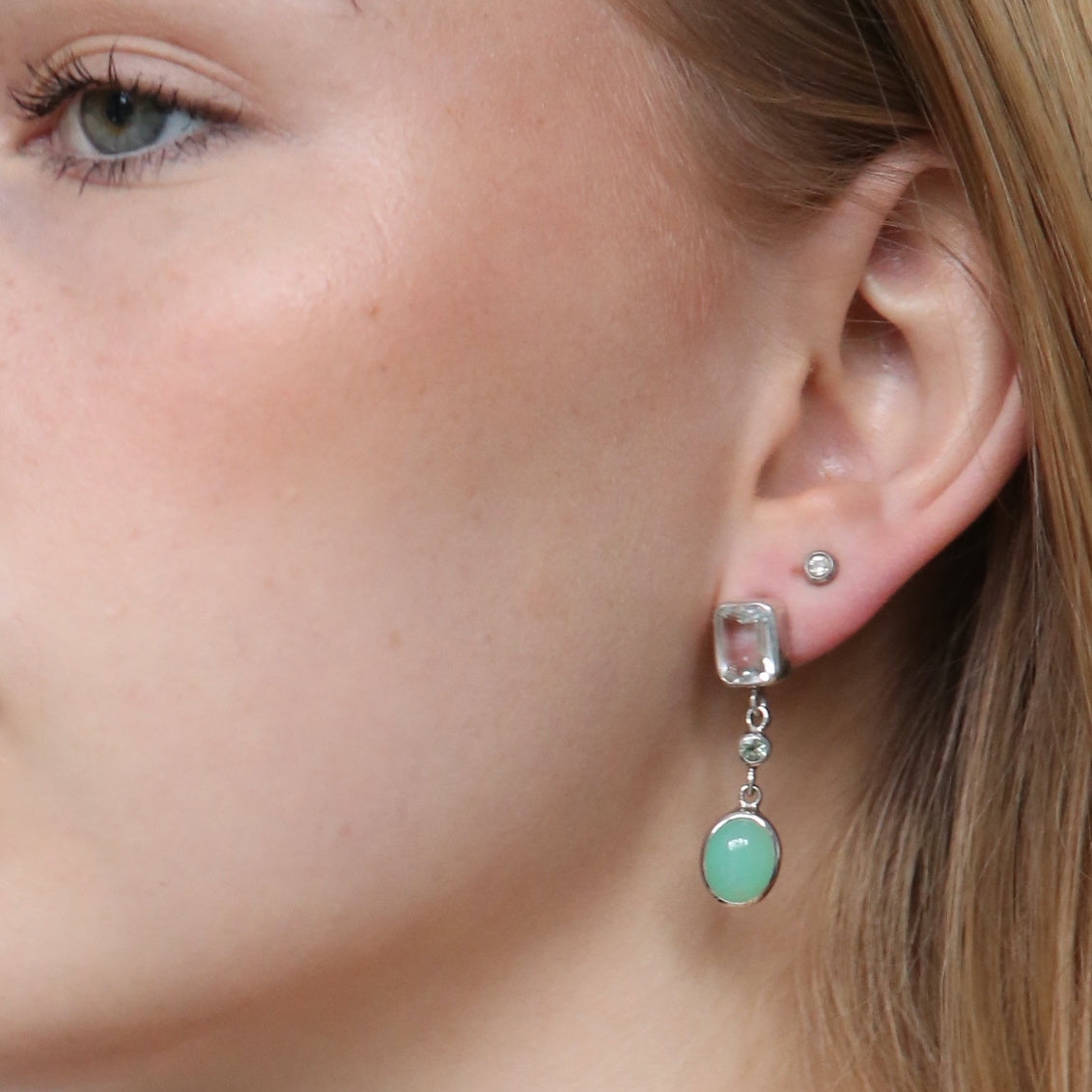 Oorbellen topaas en chrysopraas