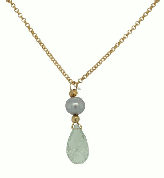 Ketting met prasioliet en parel