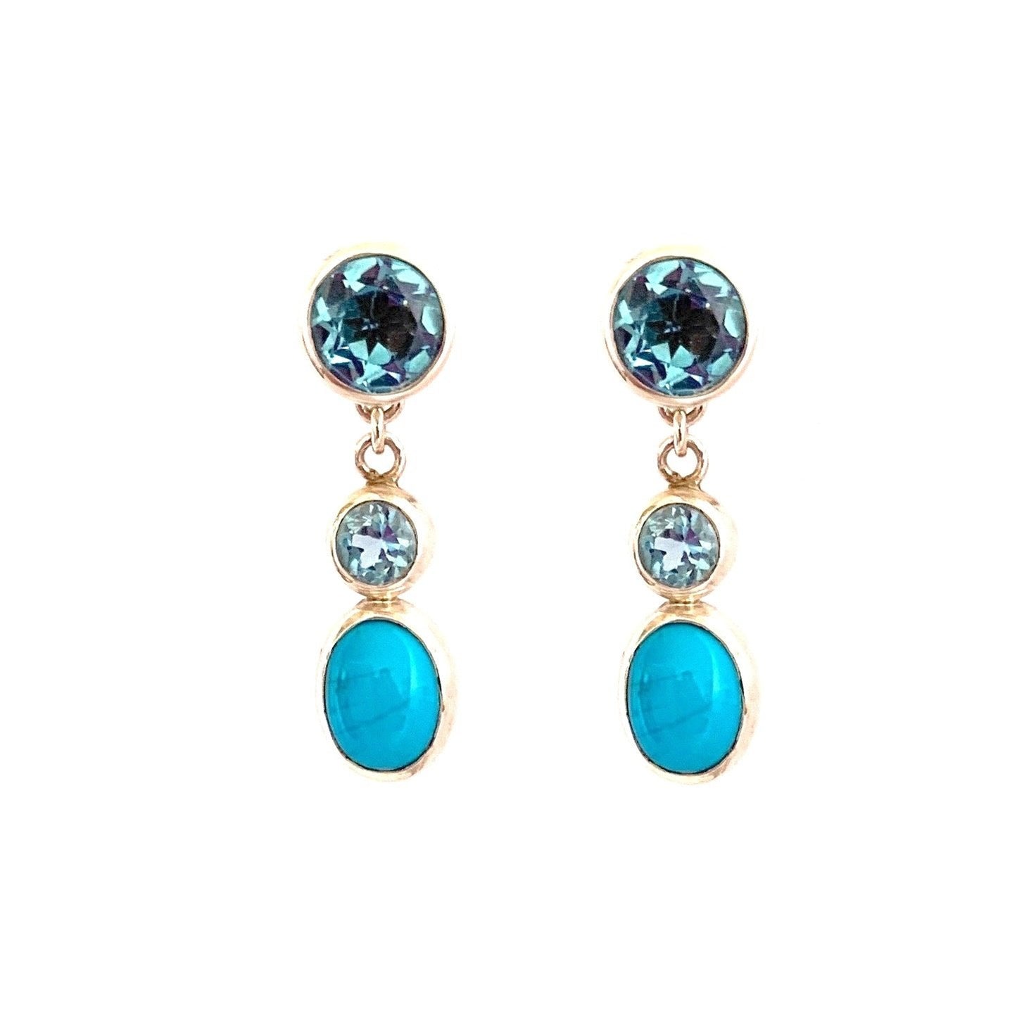 Changeable turquoise and topaz earrings