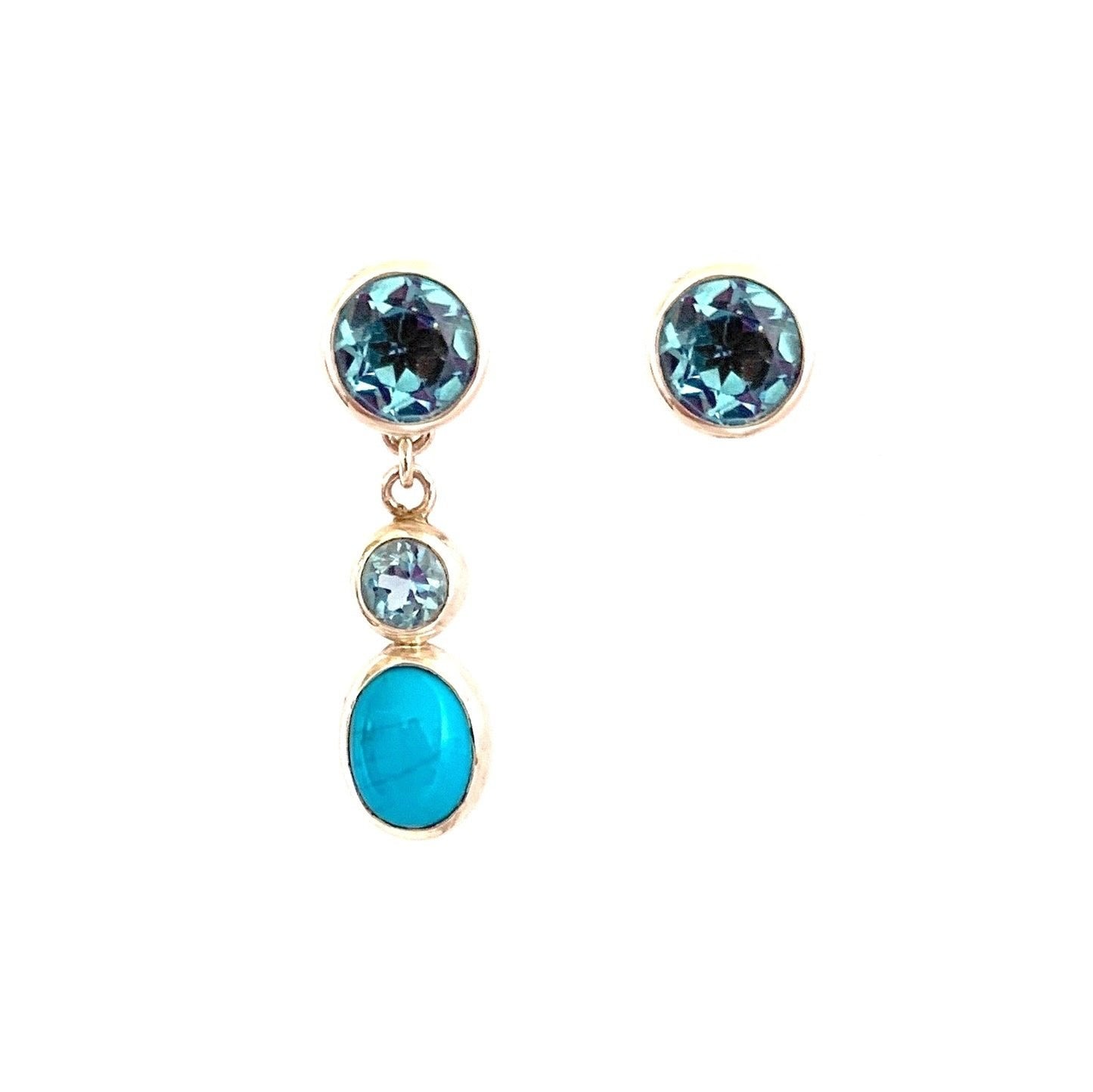 Changeable turquoise and topaz earrings