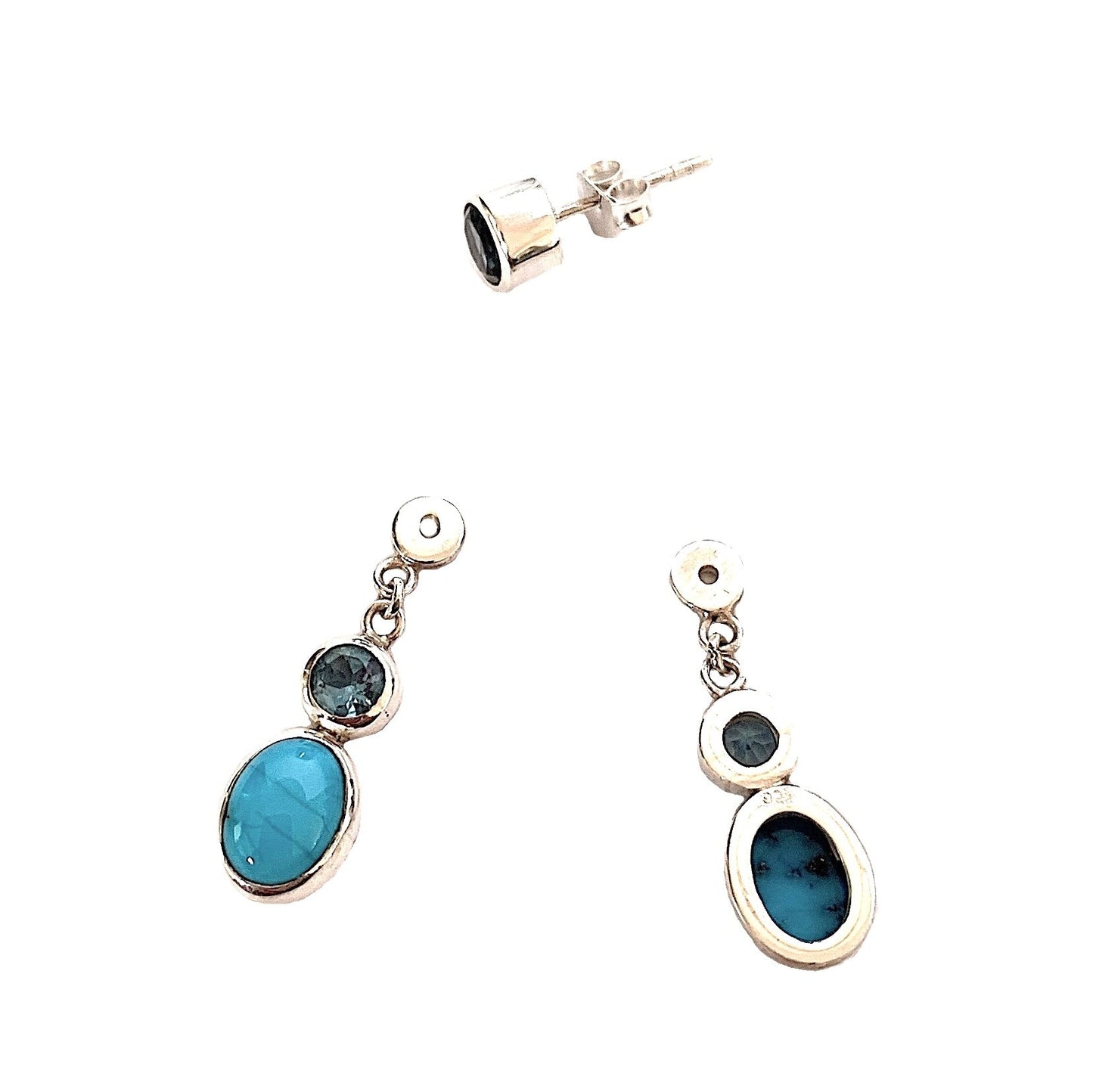 Changeable turquoise and topaz earrings