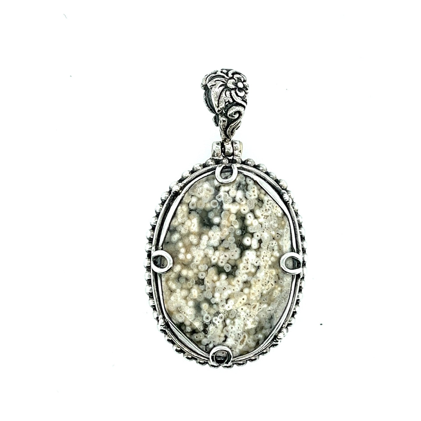 Ocean jasper pendant, oval, dots