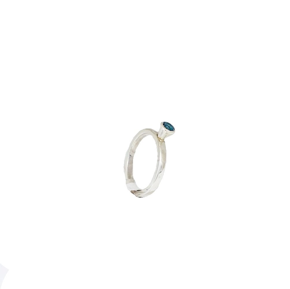Ring Swiss blue topaz, plain