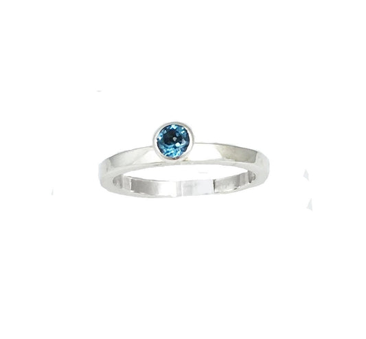 Swiss blue topaas - gladde ring